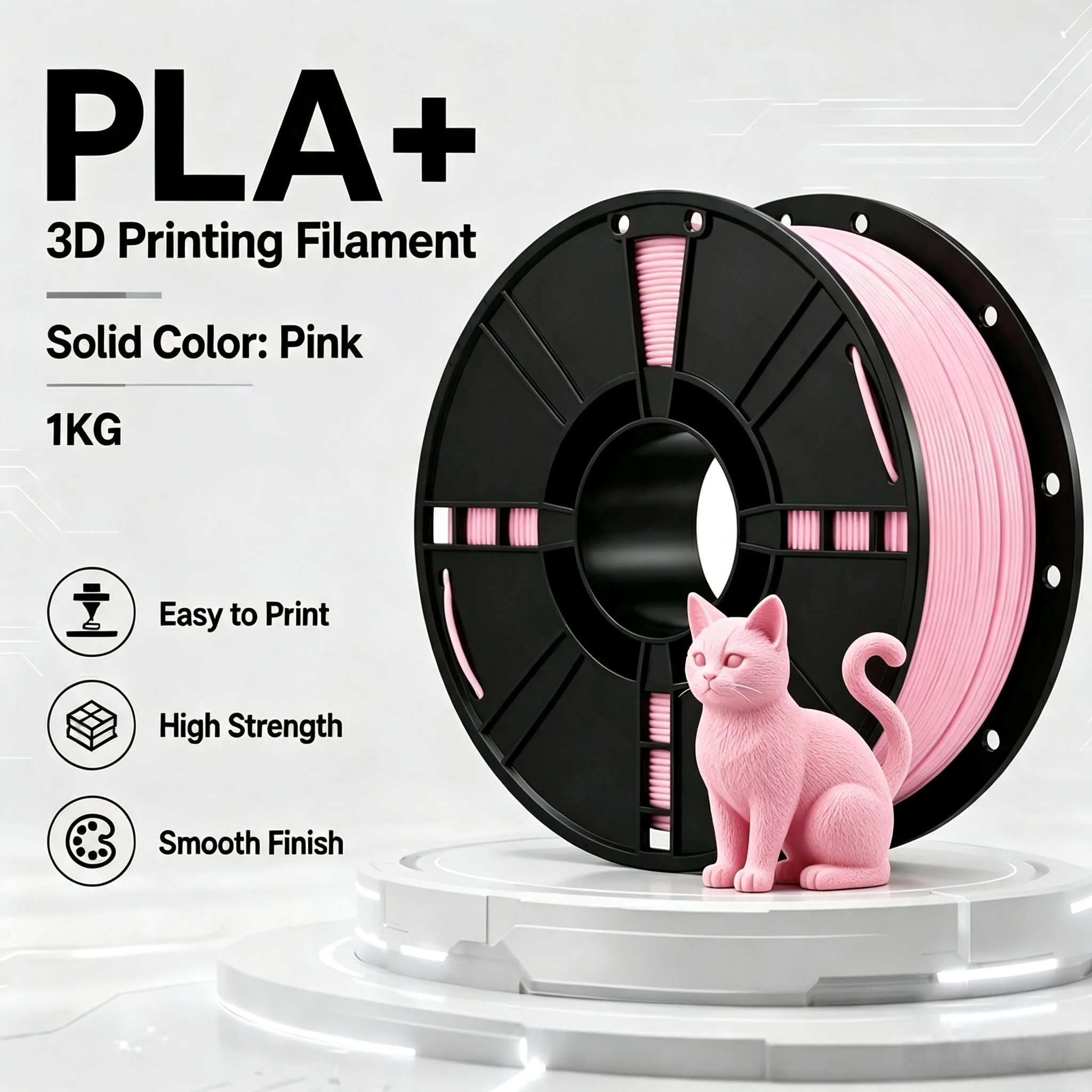Newmars 3DP PLA+ Filament 1.75mm Pink 1KG Clog-Free & Bubble-Free PLA Plus PLA Pro Filaments Less-tangle and Easy to Use