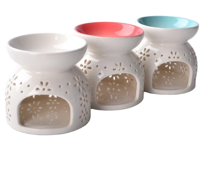 Ceramic Oil Diffuser Jar Aromatherapy Aroma Oil Lamp Tealight Holder Pottery Home Bedroom Decor for Christmas Housewarming Gift