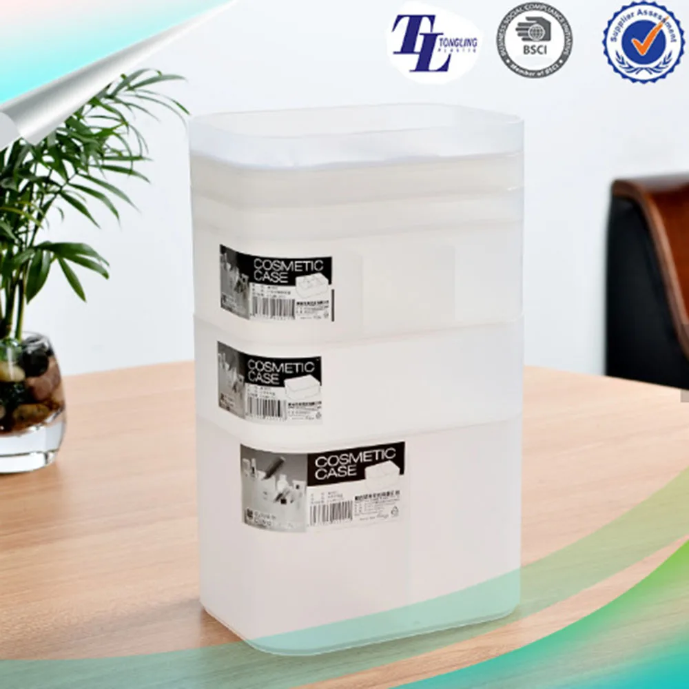 Cross Border High Quality Durable Plastic Transparent Rectangle Storage Baskets with Handle for Household Multifunctional Use