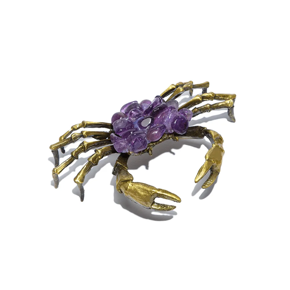 天然アメジスト砕石カニ飾りクリスタル原石ローリングストーンDIY