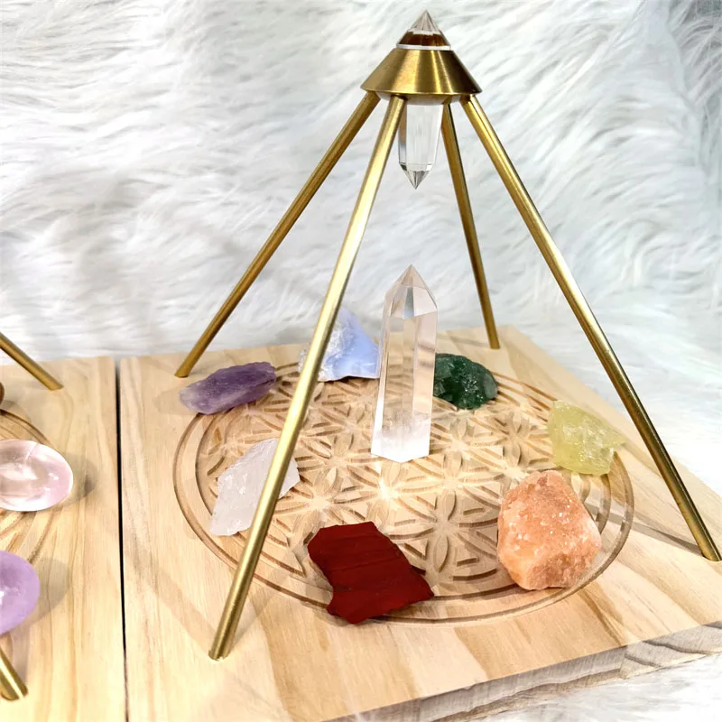Crystal Energy Tower Healing Reiki Chakra Pyramid Ogan Decoración De
