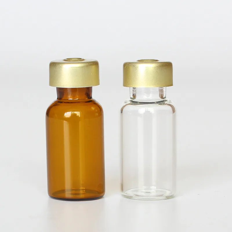 Freeze-Dried Powder 3ML 5ML 10ML 15ML Empty Packaging Clear Glass Ampoule Bottles Serum Vials with Dispenser tip Caps