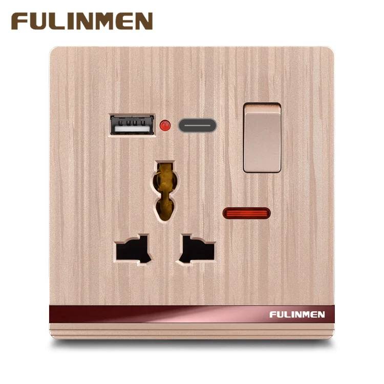 タジキスタンアゼルバイジャン多機能UK13aウォールソケット、ダブルUSB