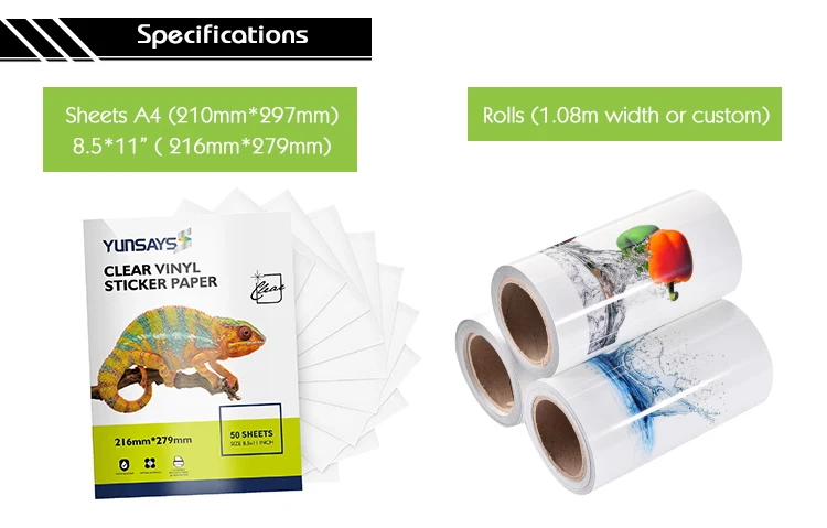 Printable Transparent Clear Adhesive Vinyl Film A4 Sheets For Inkjet Printable Transparent Clear Adhesive Vinyl Film A4 Sheets For Inkjet