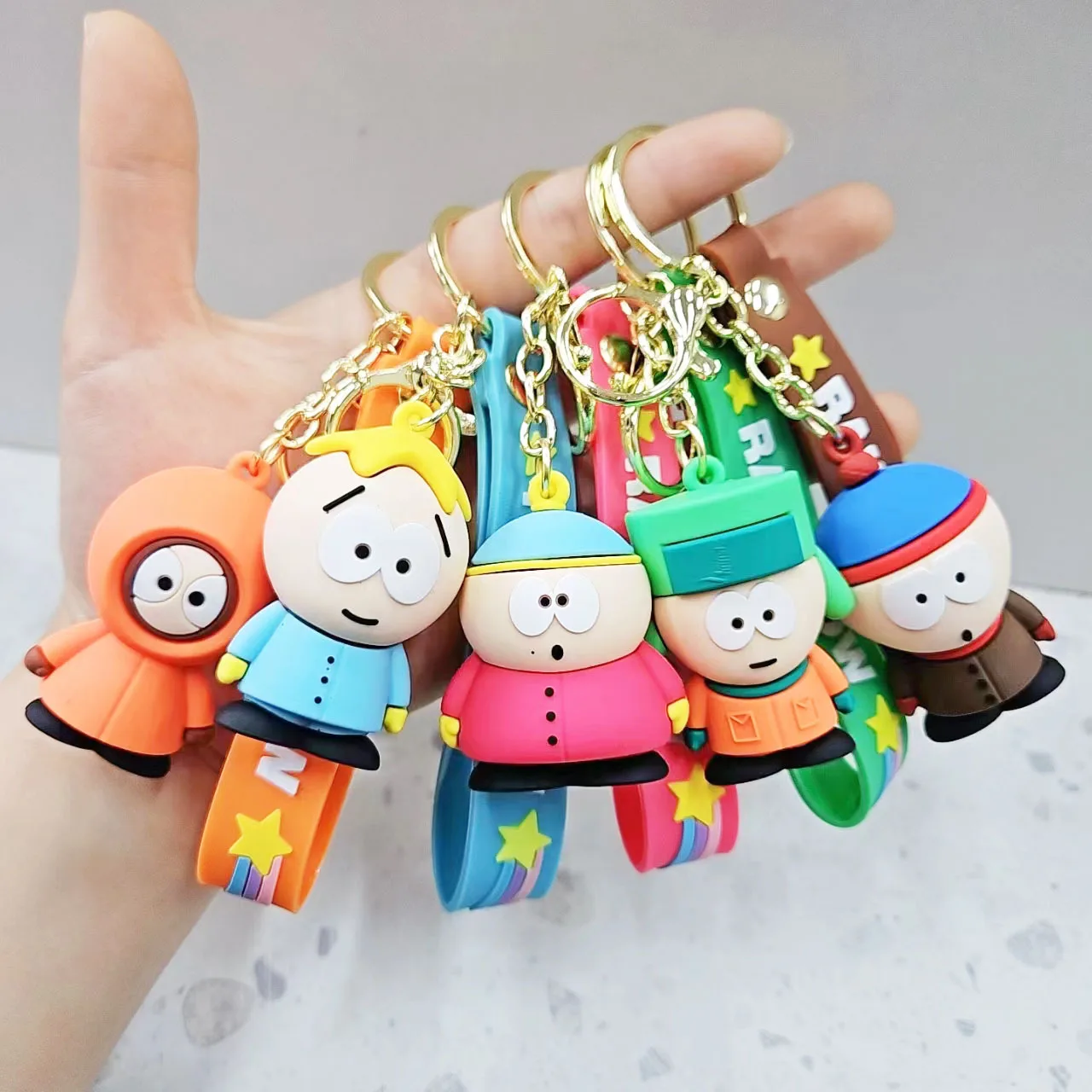 5 Style South Park Rubber Keychain Kenny Mccormick Keyring Eric Cartman