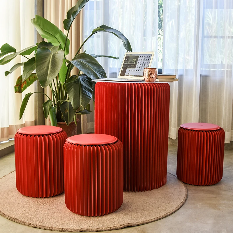 Ihpaper 75cm Accordion Kraft Paper Folding Round Table