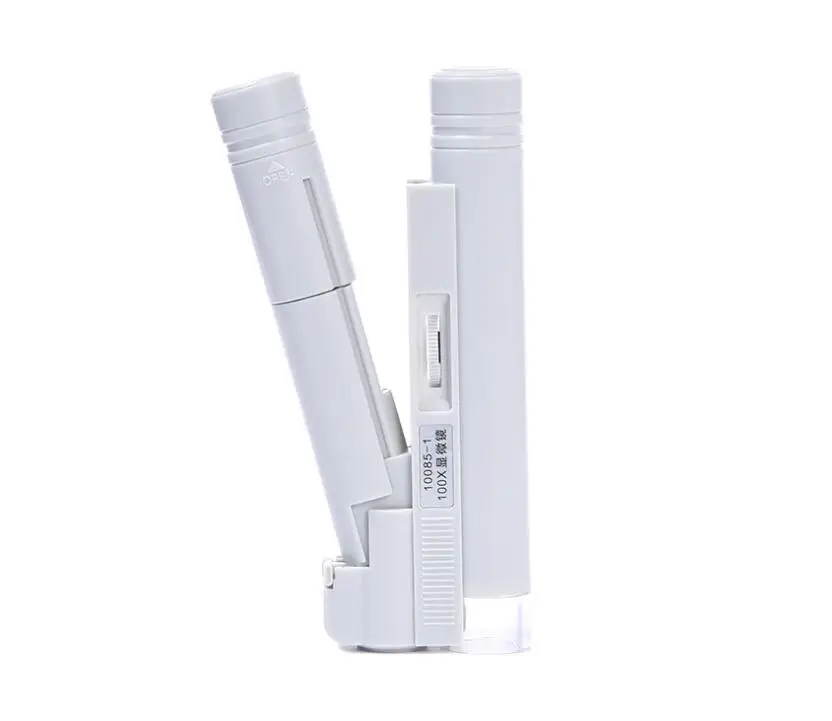 Portable Adjustable Objective Lens Handheld Magnifier 100x Handle Pocket Microscope with Scale