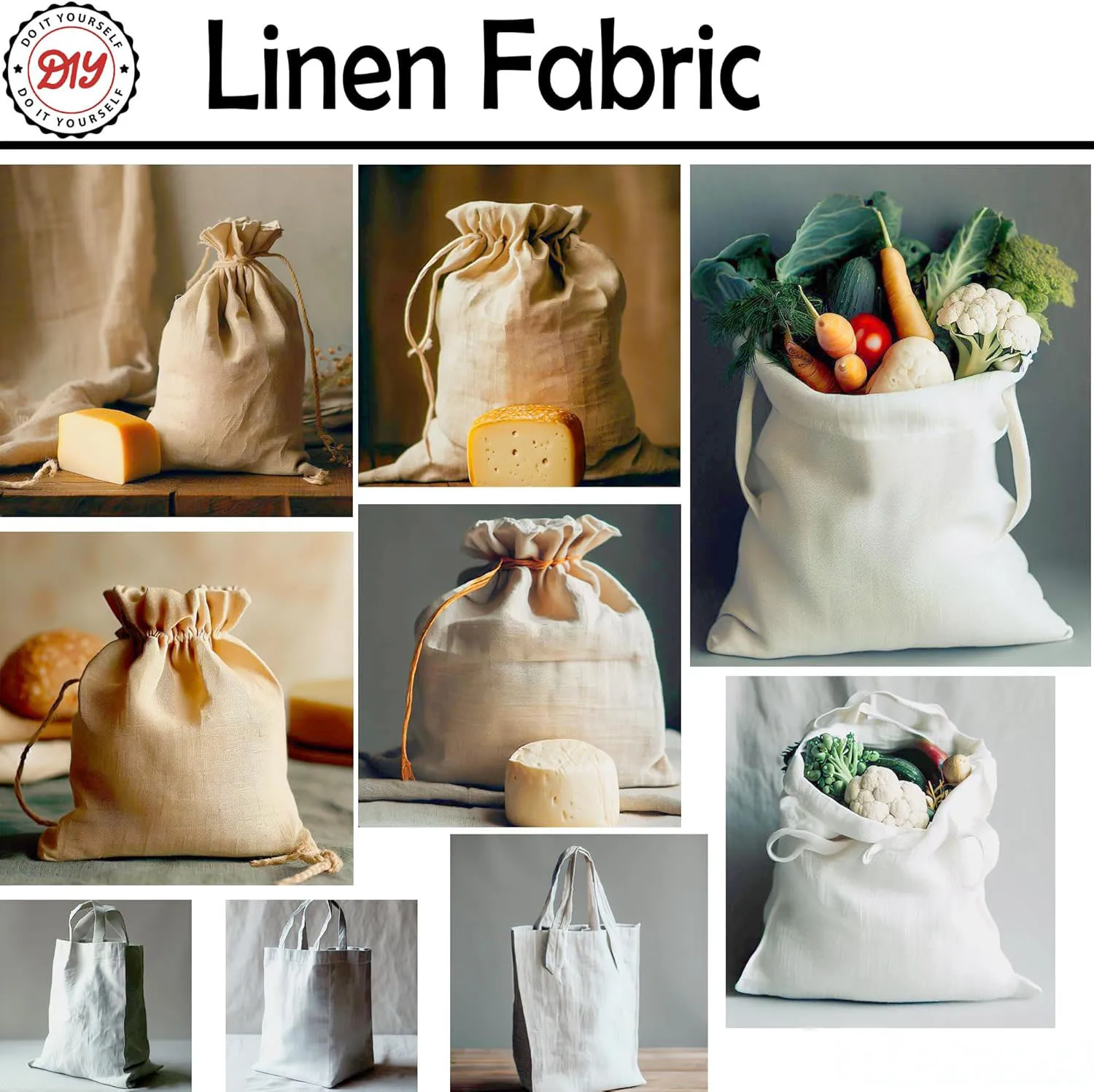 Linen Fabric Natural Linen Cloth Embroidery Sewing Soft Breathable 55" Wide 70% Linen 30% Rayon Hemp Needlework Lining