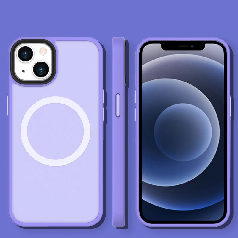 MagneticPhone Case for iPhone 16 Metal Button Hard PC Matte Phone case for  iPhone 16 Pro Max Skin Touch case
