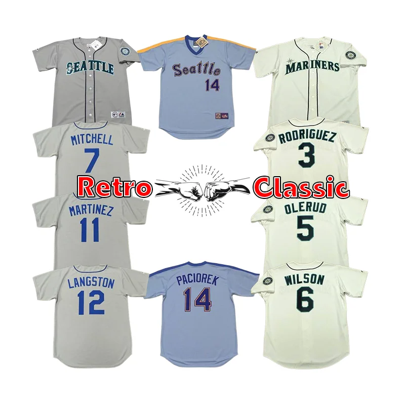 Wholesale Men's Seattle 2 BOBBY VALENTINE 5 JOHN OLERUD 6 DAN WILSON 6 DAN  WILSON 6 DAN WILSON Baseball Jersey Stitched S-5XL From m.