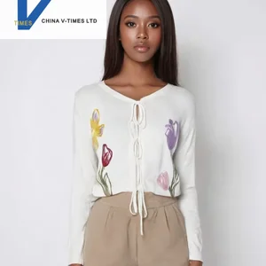 China V-times 2026 Floral Embroidered Women's Long-Sleeve Cardigan Age-Reducing High-End Top Casual Button Early Autumn