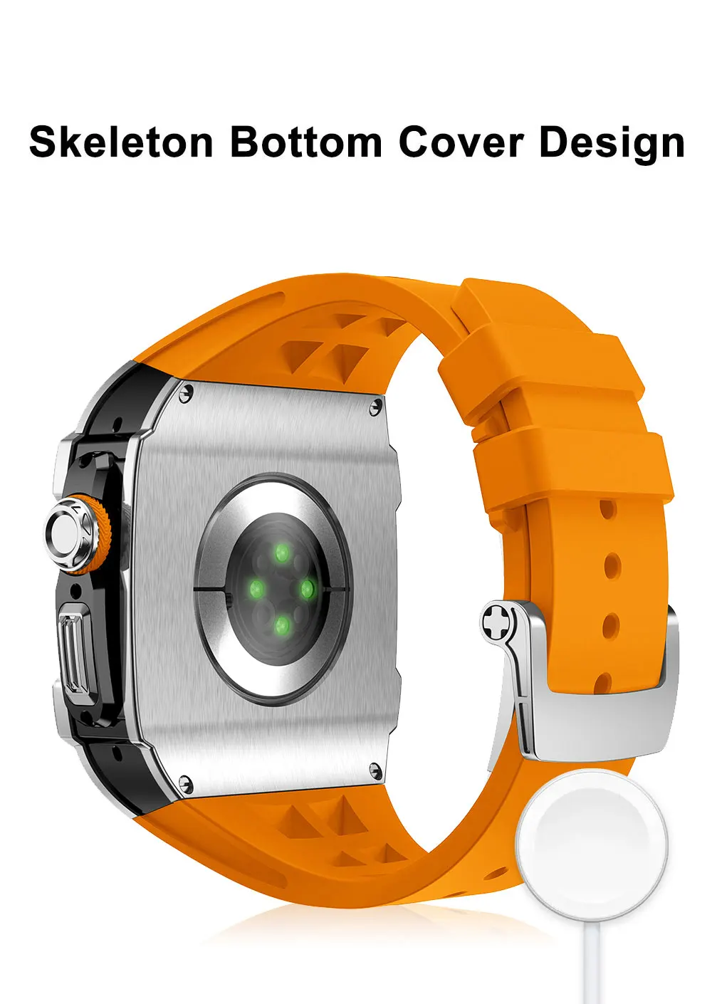 product laudtec luxury carbon fiber titanium smart watch band for watch compatible skeleton bottom cover design highly sensitive watch-6