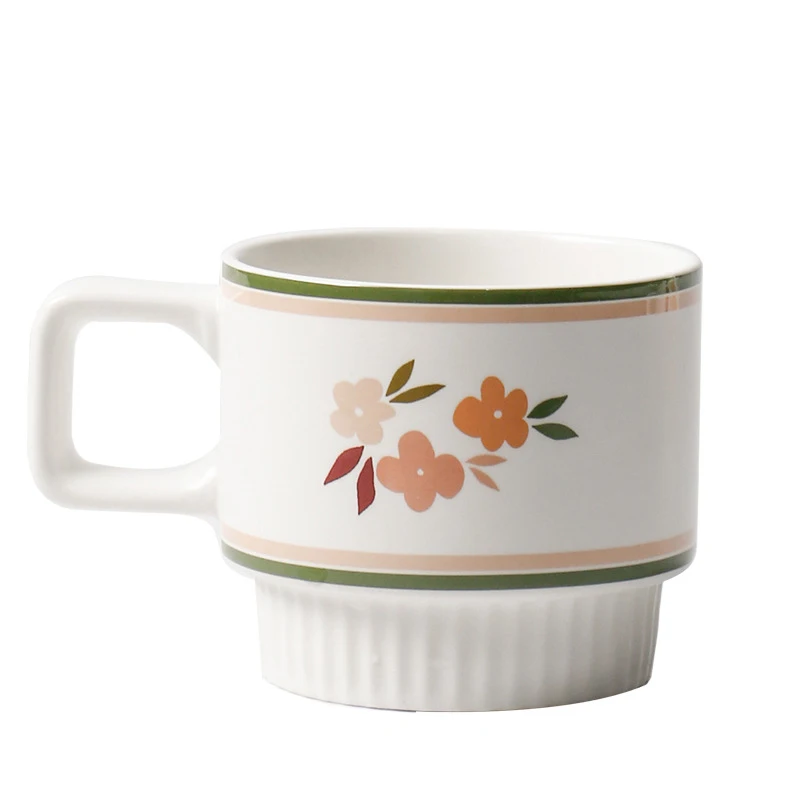 Vânzare la gros porcelan fin fine albe porcelane muci de cafea, pahar de ceai și farfurie 320ml pahar de apă glazurată