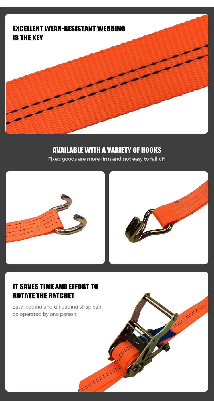 Ratchet Tie Downs Assemblies Ratchet Strap Tie Down Strap Customized Cargo Lashing Belt Finish