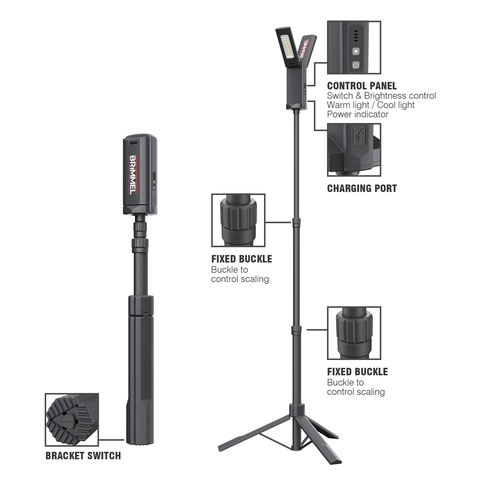 Vertak CE ROHS LED Camping Light 2000 Lumens Camp Light for Outdoor Tripod LED Work Light with Collapsible Stand