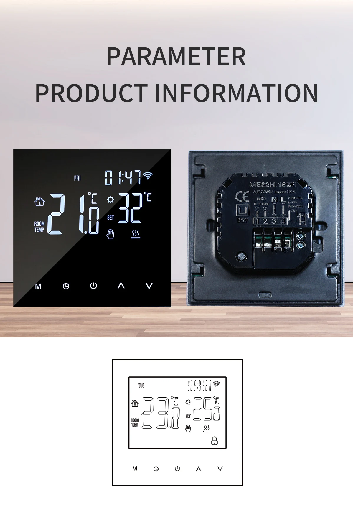 New  heating  thermostat mirror ME82 with tuya wifi thermostat