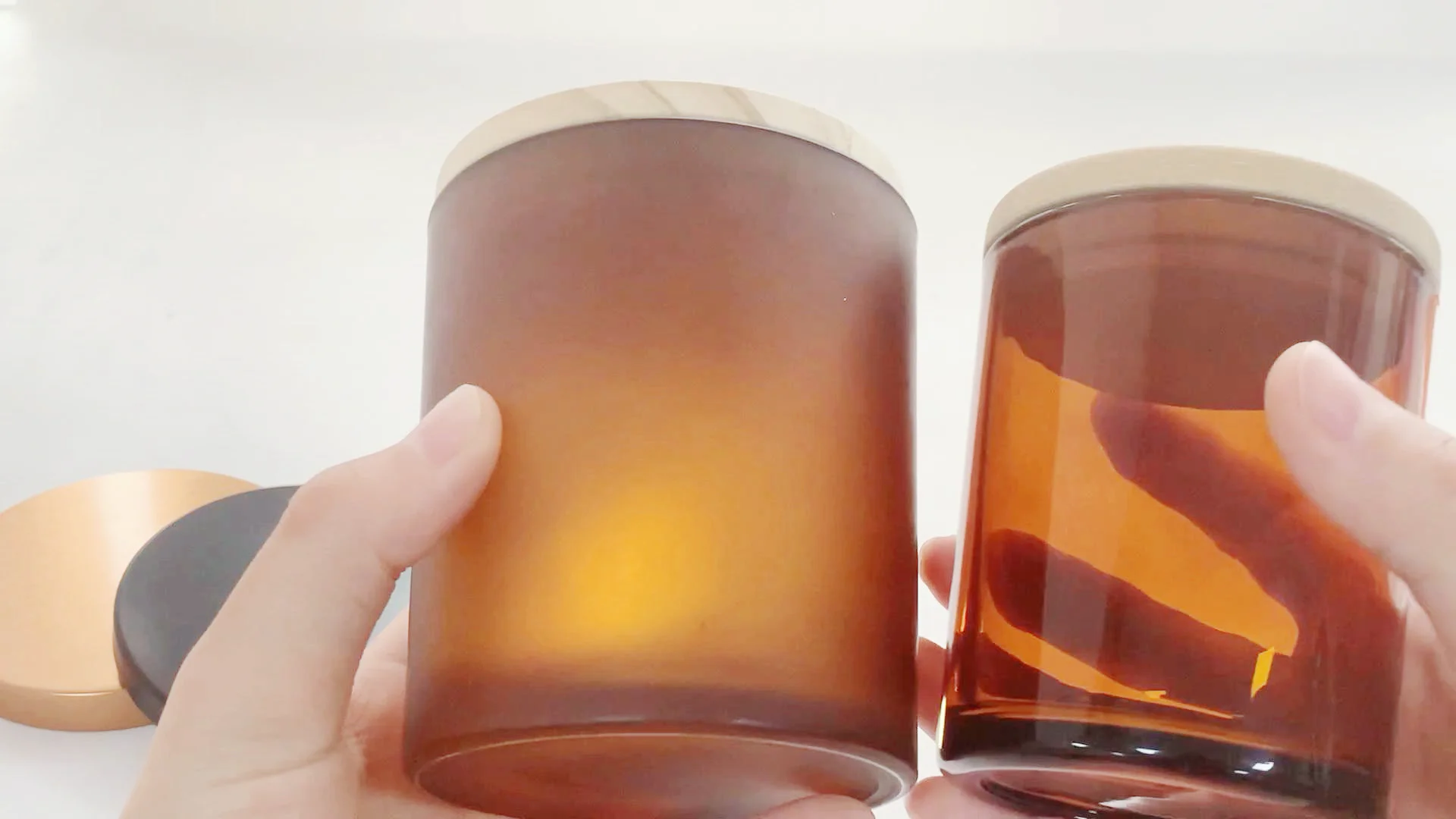 Oxford Candle Vessel Straight Sided Frosted Amber Glass 8oz 9oz 10