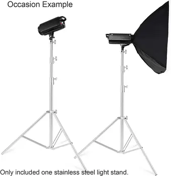 2.8m Stainless Steel Light Stand Heavy Duty Photography Tripod Stand with 1/4 to 3/8 Universal Screw Adapt Silver Color detail image