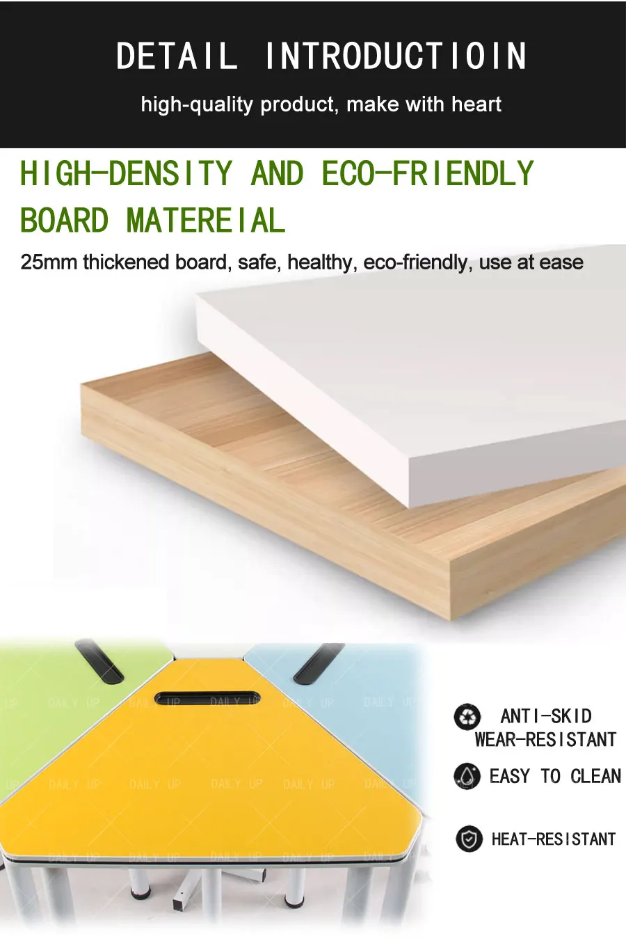 Group Reading Table and Chair With Colorful Desktop For Library Activity Studying Group Modular Reading Chair Adjustable