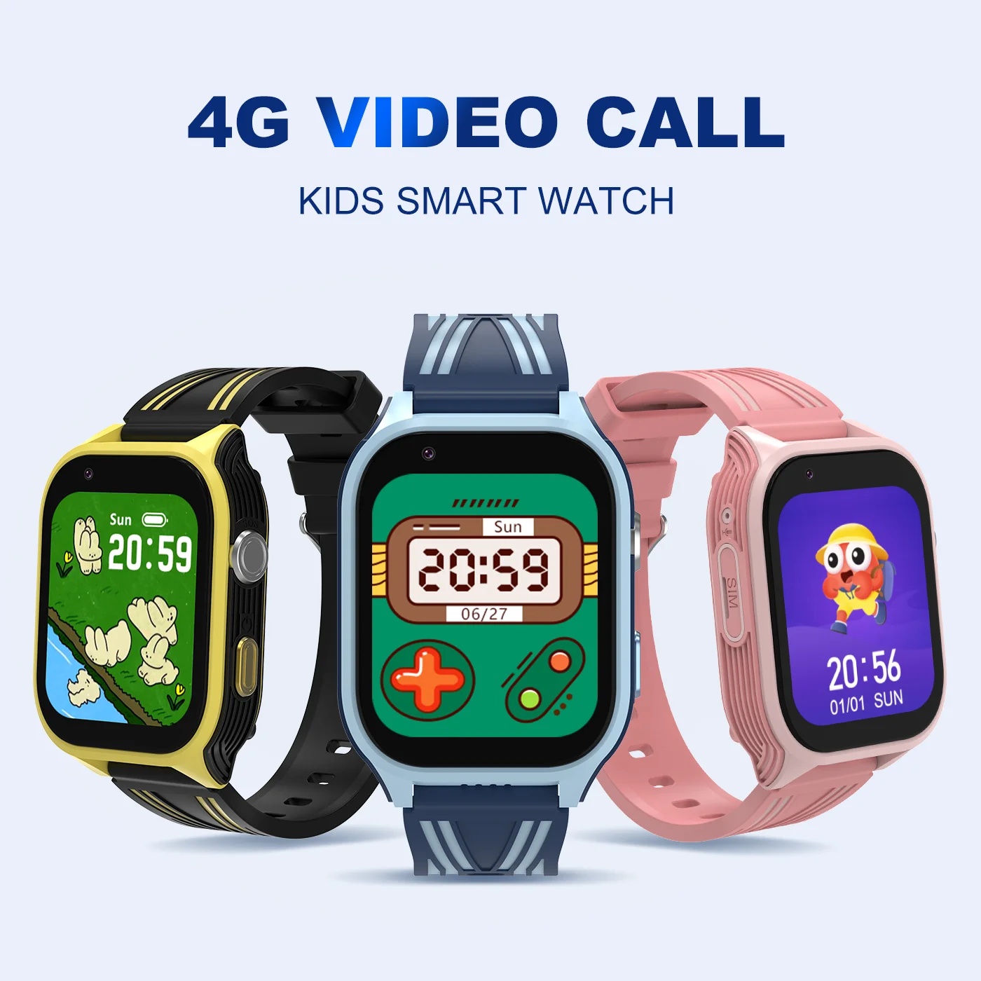 Children's Smartwatch SOS Touch Screen Global Positioning System LBS Tracking IP67 Clock Call with Bidirectional Video.