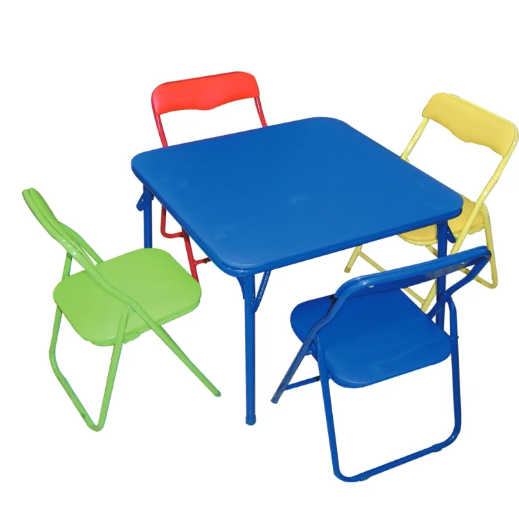 Kids Folding Table And Chair Set Modern Customized Indoor Metal Pvc T 60x60xh50cm C