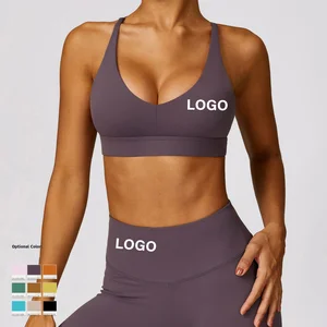 Customization Women Soft Cross Back Yoga Bra Blank Sports Top Gym Fitness Sets Workout Women Sport Bra