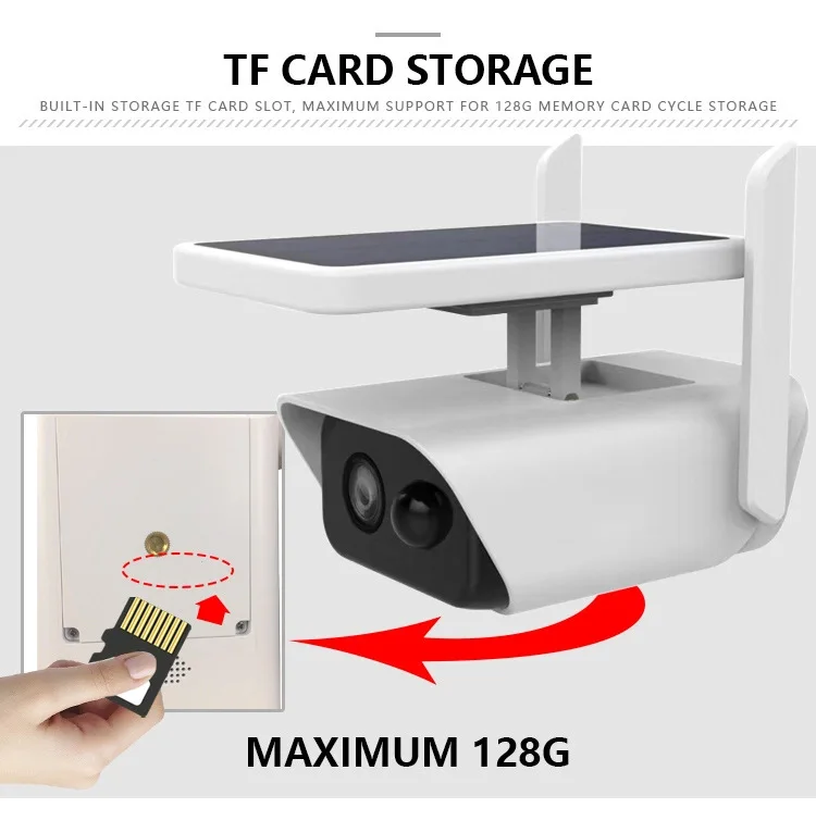 IP66 Solar Powered CCTV Camera Rechargeable Solar Panel Outdoor Security Camera