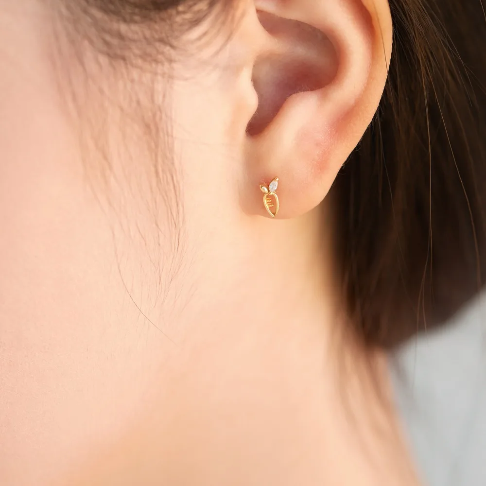 KAKODIY 18K Gold Plated Bunny Carrot 925 Sterling Silver Easter Earrings Cubic Zircon Stud Earrings Accessories Women detail 2
