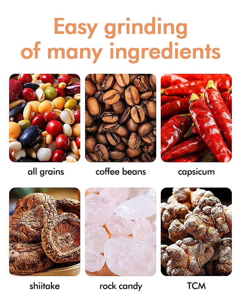 Silver Mini Electric Coffee Grinder for Household Use for Spices and Seeds with 2 Removable Stainless Steel Bowls