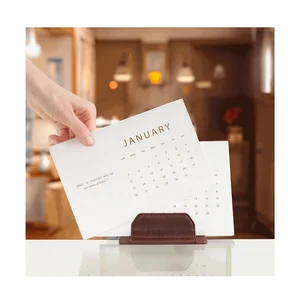 Free Sample Custom Printing PU Leather 2026 Calendar Inspirational Record 12 Monthly Office Gift Desktop Planner Paper Calendar