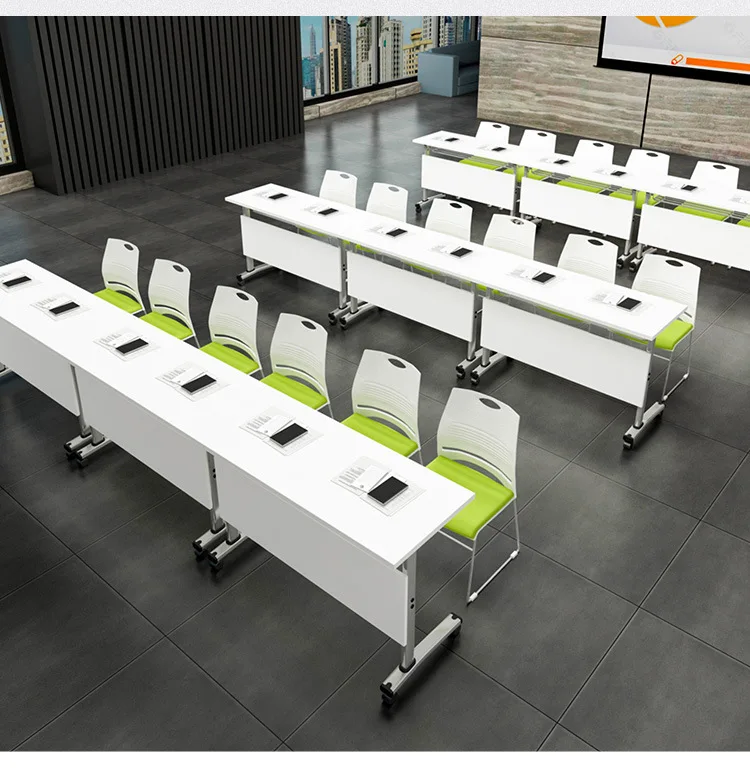 Modern Portable Office Desk Factory Price Metal Frame Modular Detachable Foldable Conference Training Table with Study Wheels