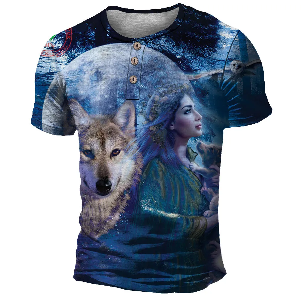Ferocious Wolf Man Henry Shirt - Creative Animal Graphic T-shirt