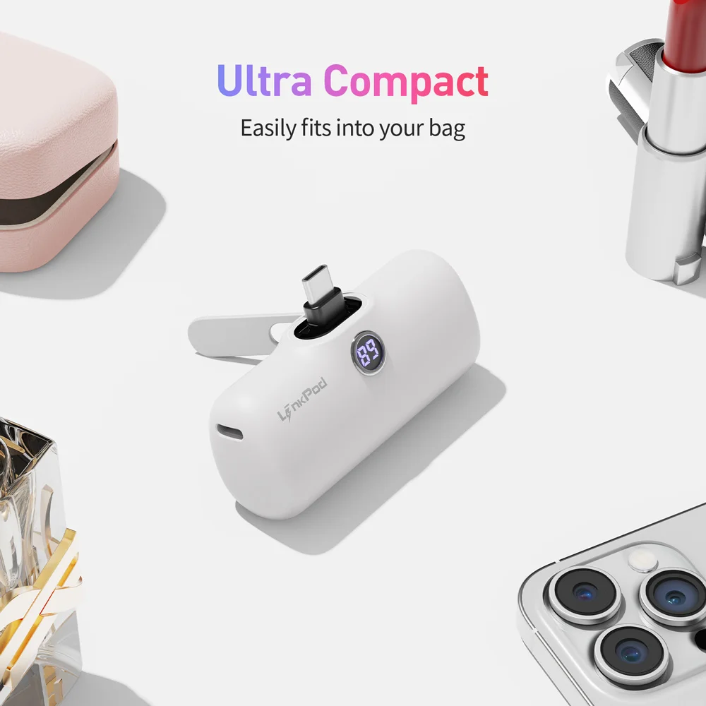 IWALK LinkPod Style 5000mAh Small Portable Charger with Foldable Metal Stand 20W PD Fast Charging Mini Power Bank Type C