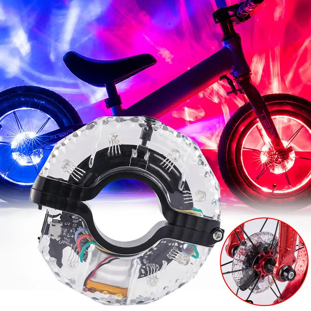 LEADBIKE Bicycle Lights for Wheels Waterproof Rechargeable LED Bike Spoke Tire Lights for Night Riding Safety Intelligent Sensor 1 Pack 7 Color 18 Patterns