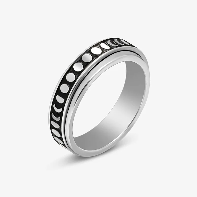 Sun Moon Stars Titanium Steel Rotating Ring Male Europe and America Stainless Steel Couple Ring Trinkets Fashion Jewelry Rings