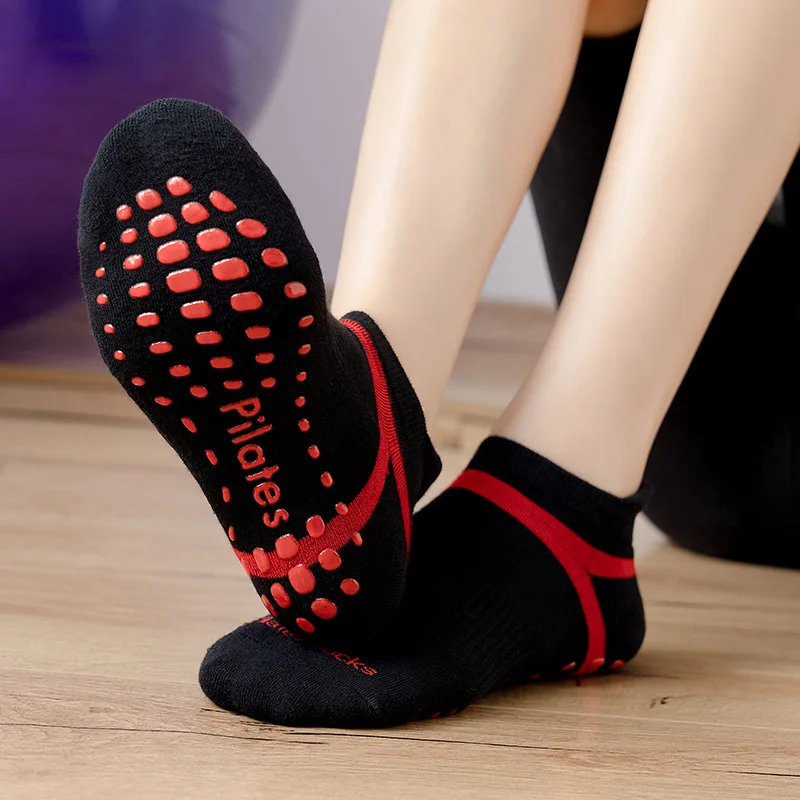ballet barra entrenamiento deporte pilates danza Woman Socks 3 pares de calcetines antideslizantes para yoga altura de tobillo de algodón 