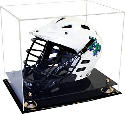 Factory Custom Clear Transparent Rectangle Acrylic Motorcycle Helmets Display Case With Black Base