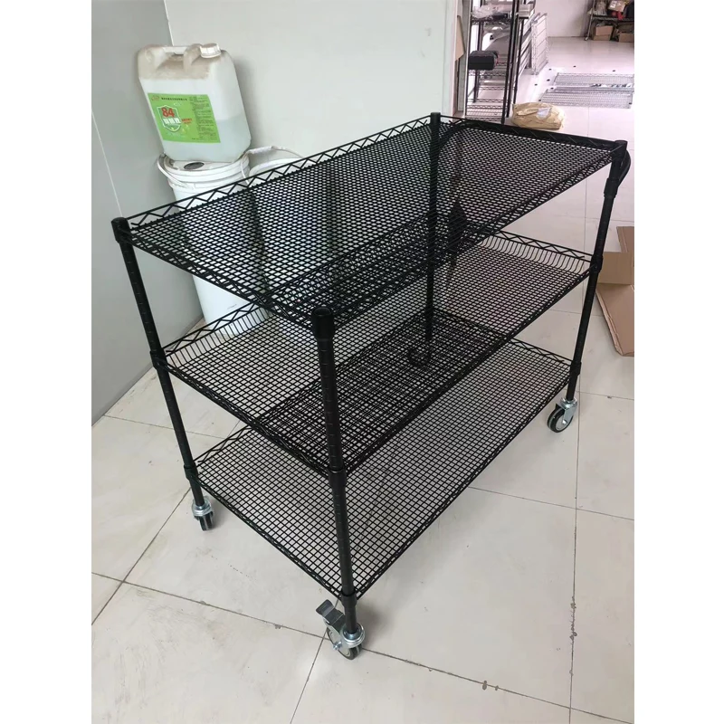 Kitchen Cart on Wheels Metal Serving Cart Commercial Grade with Wire ...