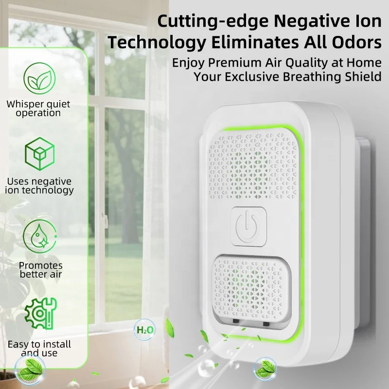 Plug-in Wall Mounted Negative Ion Air Purifier Mini Silent Ion Generator for Home Bathroom Toilet Kitchen Remove Odor Smoke 3