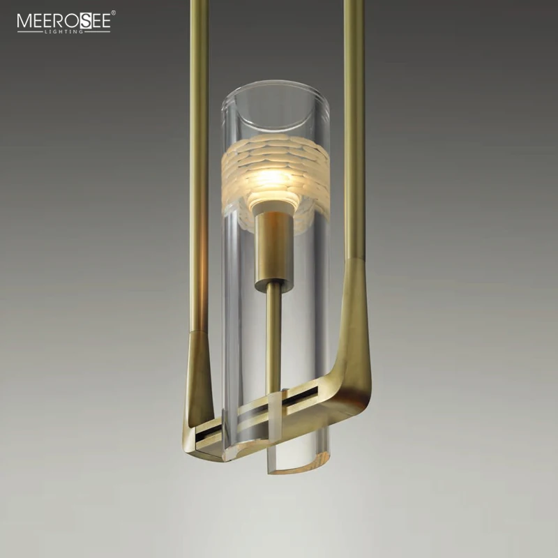 MEEROSEE Rectangular Chandelieron With Column for Dining Room Light Fixture Restaurant Bar Home Decor Light MD86804