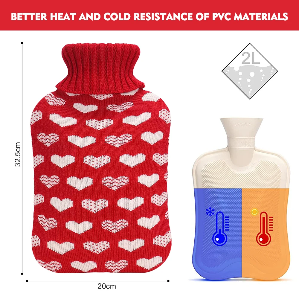 1l 2l long term insulation wearable hot water bottle bag rubber knit cover for neck shoulder cramp pain relief foot hand warmer