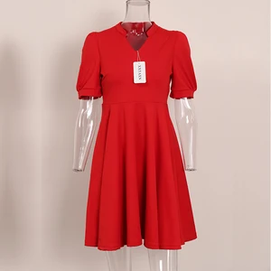 New XXTAXN Formalwear Women's Short Sleeved V-neck Dress Elegant Evening Gown