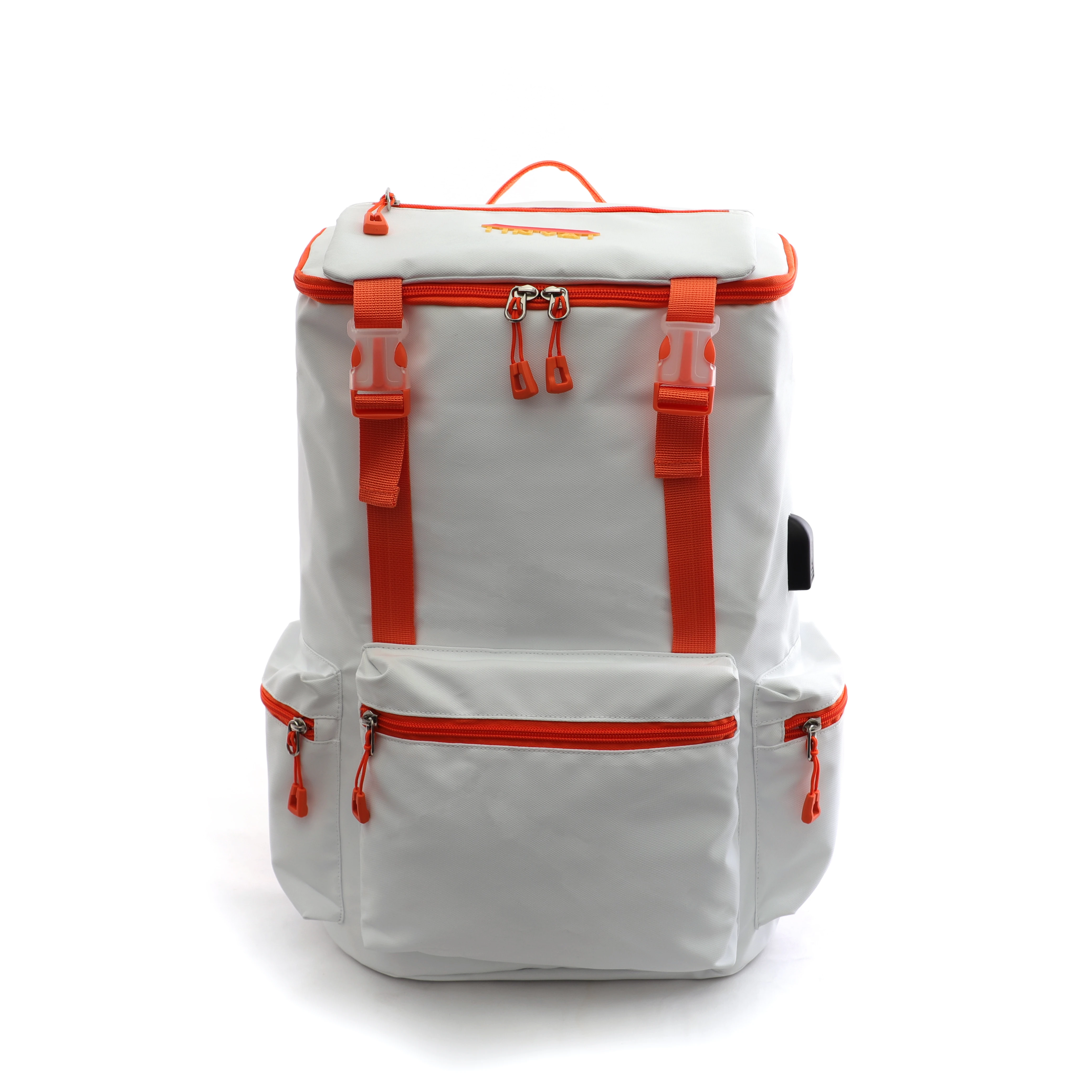 TINYAT Custom Logo Unisex White Laptop Backpack Waterproof with Zipper Closure Fashionable Casual Sports School Student Bag