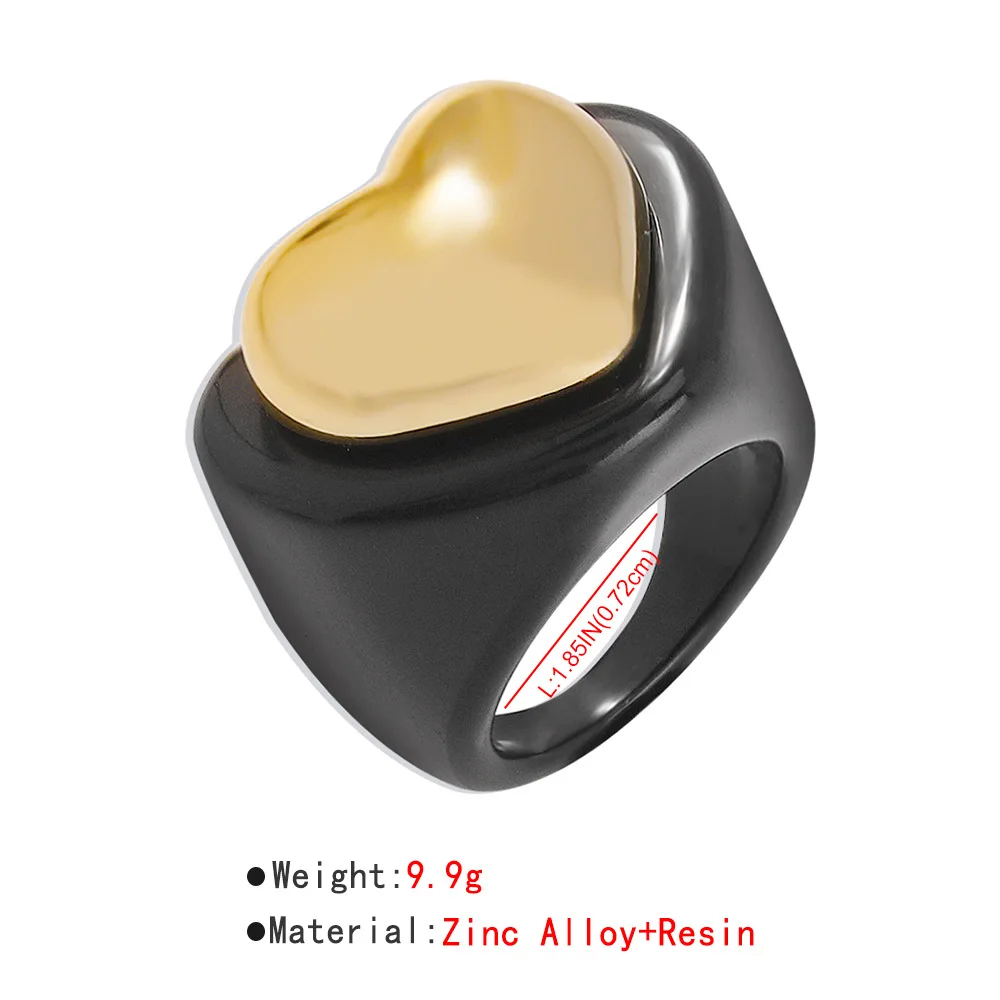 Hottest Hip Hop Candy Color Resin Love Heart Rings Cute Simple  Finger Chunky Rings for Women New Trendy Jewelry