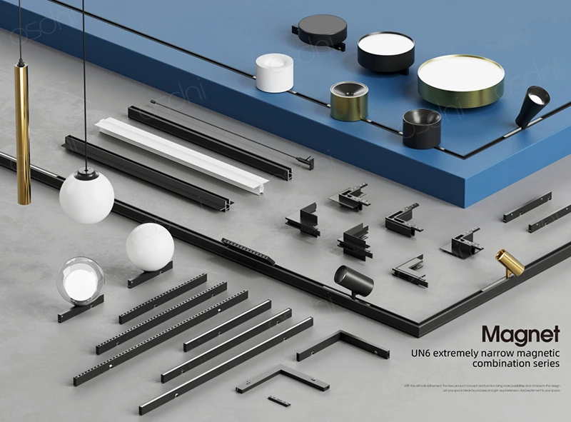 发光二极管6毫米超窄磁轨道灯室内泛光灯6W 10w轨道吊坠线性格栅点48vtrack照明系统