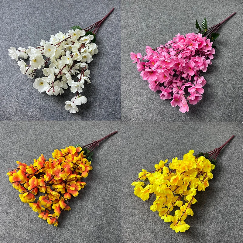 Wholesale Artificial Flowers 7 Forks Peach Flowers Artificial Blossom For Home Wedding