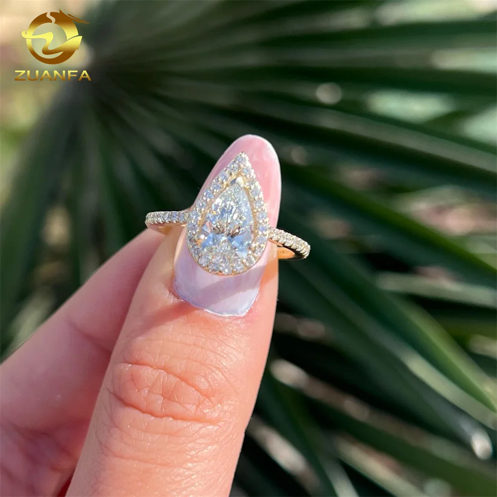 Zuanfa Teardrop Women Ring Hola Style Wedding Engagement