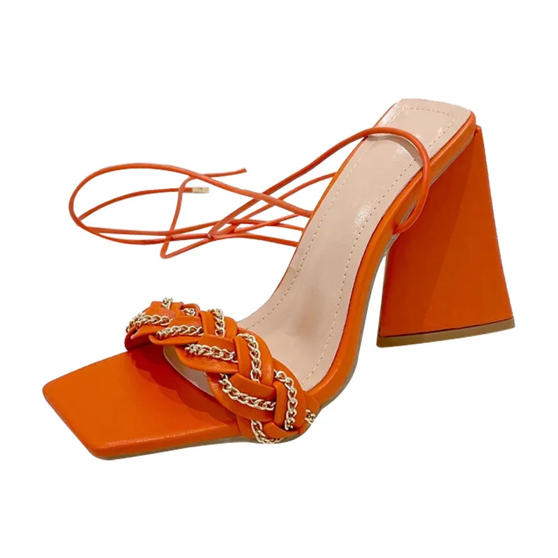 Sandalias Con Punta Cuadrada Y Tiras Trenzadas Para Mujer,Zapatos De Tacón  Alto Con Punta Abierta Y Tiras De Cadena,2021 - Buy Sandalias  Mayoristas,Cómodo Sandalias Para Mujer,Bonitas Sandalias Para Las Mujeres  Product on