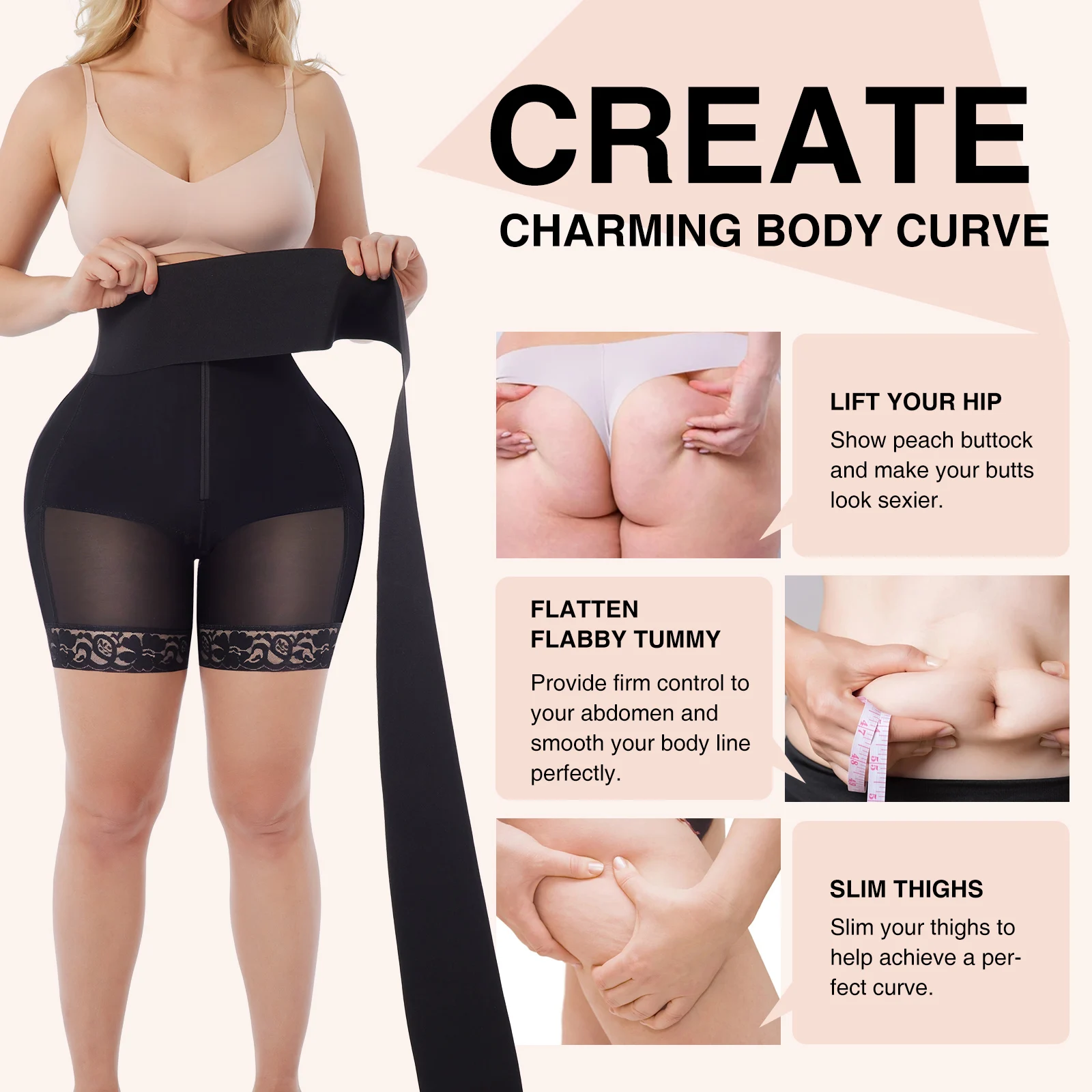 HEXIN Logo Service Belly Waist Wrap Snatch Me up Waist Trainer Wrap Butt Lifter With Waist Wrap Seamless Shapewear Shorts