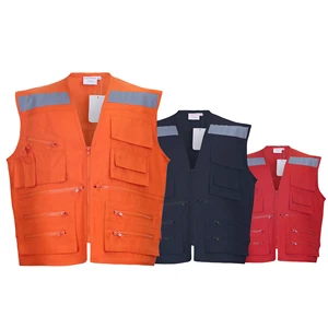 Security Reflector Workwear Vest Lightweight Multi Pockets Reflective Safety Work Vest